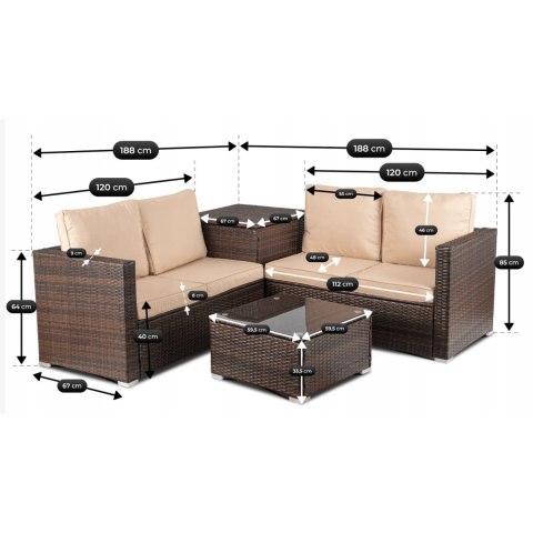 Zestaw Mebli Ogrodowych NEGRO Brązowy/Beżowy