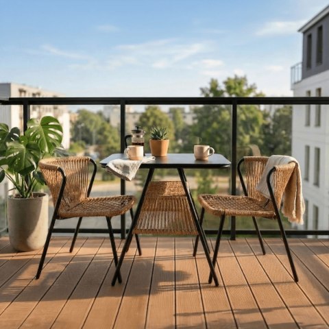 Zestaw Mebli Ogrodowych TRISTE Brązowy/Czarny