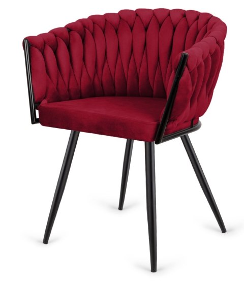 Krzesło plecione Lugano fotel TRECCIA BURGUNDY VELVET SMOKE