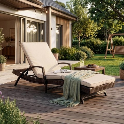 Fotel Ogrodowy FELIZ Brązowy/Beżowy Technorattan