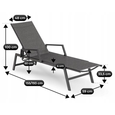 Leżak Ogrodowy ROULE Technorattan Czarny