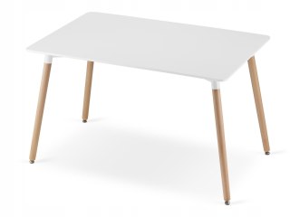 Zestaw Stół ADRIA 120cm x 80cm - biały + 4 krzesła WAT szare / nogi naturalne