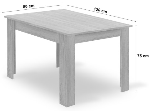 Zestaw Stół NP 120x80cm Dąb Sonoma + 4 krzesła WAT białe / nogi naturalne