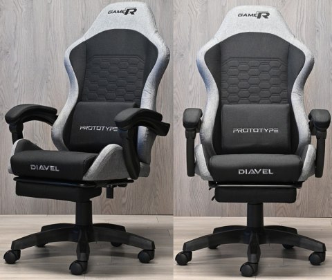 Fotel obrotowy gamingowy DIAVEL PRO FABRIC FULL GREY XL