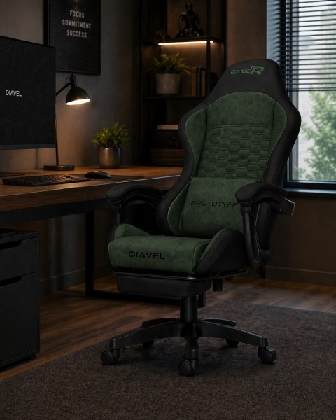 Fotel obrotowy gamingowy DIAVEL PRO FABRIC GREEN XL