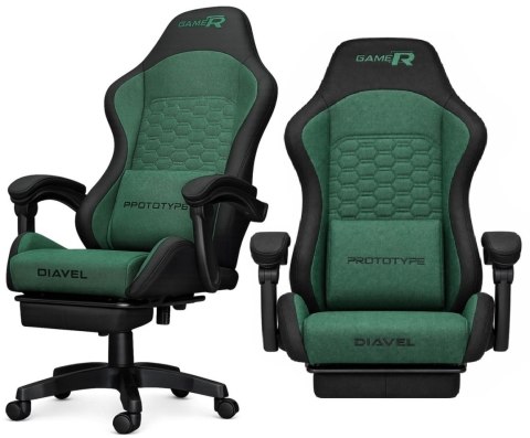 Fotel obrotowy gamingowy DIAVEL PRO FABRIC GREEN XL