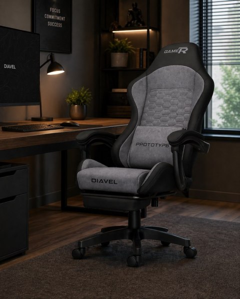 Fotel obrotowy gamingowy DIAVEL PRO FABRIC GREY XL
