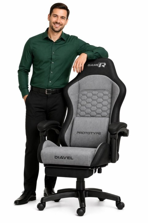 Fotel obrotowy gamingowy DIAVEL PRO FABRIC GREY XL