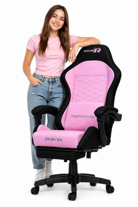 Fotel obrotowy gamingowy DIAVEL PRO FABRIC PINK XL