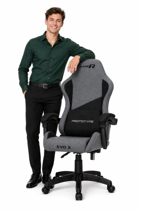 Fotel obrotowy gamingowy EVO FABRIC FULL GREY BLACK XL