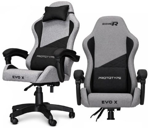 Fotel obrotowy gamingowy EVO FABRIC FULL GREY BLACK XL