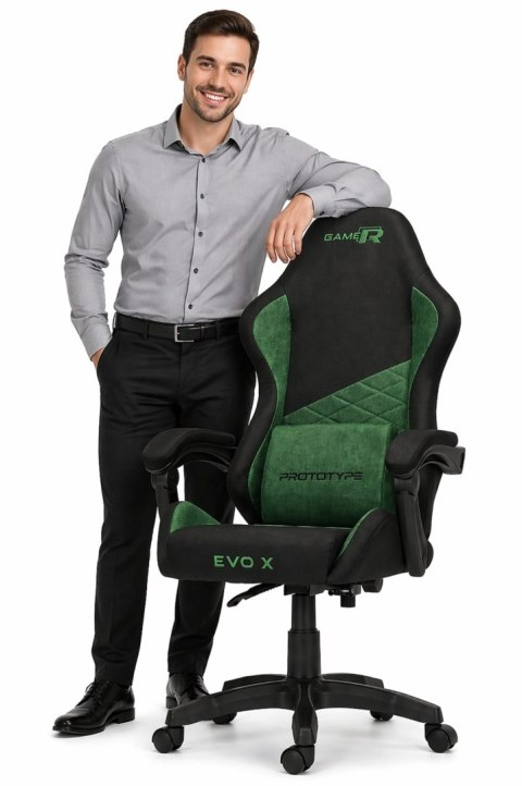 Fotel obrotowy gamingowy EVO FABRIC GREEN XL