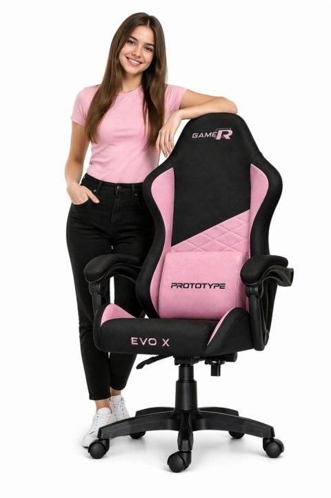 Fotel obrotowy gamingowy EVO FABRIC PINK XL