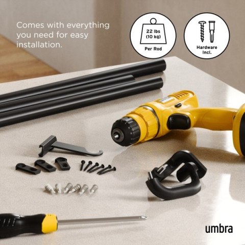 Umbra UMBRA karnisz TWILIGHT 168 - 365 cm czarny mat