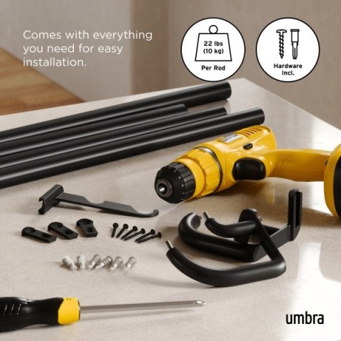 Umbra UMBRA karnisz TWILIGHT DOUBLE 168 - 365 cm czarny mat