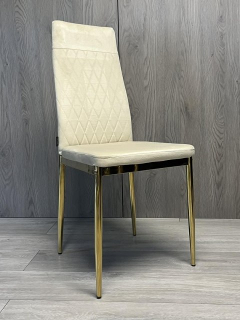 Krzesło tapicerowane VALVA CARO VELVET BEIGE GOLD