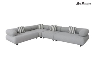 MaMaison MaMaison sofa narożna ogrodowa ALEXANDER 4 szara (poduszki i pokrowiec w zestawie)