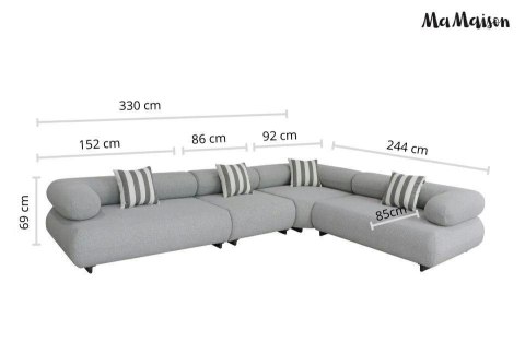MaMaison MaMaison sofa narożna ogrodowa ALEXANDER 4 szara (poduszki i pokrowiec w zestawie)
