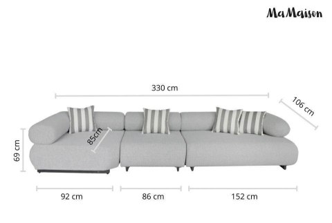 MaMaison MaMaison sofa ogrodowa ALEXANDER szara (poduszki i pokrowiec w zestawie)