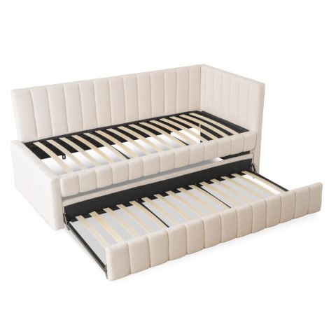 Łóżko 90x200 VILLEMO Kremowe Boucle