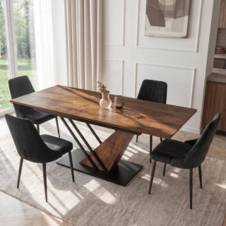 Stół REX Rozkładany 160-220 cm MDF Dąb Rustykalny/Czarny