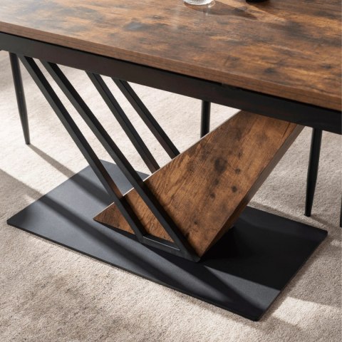 Stół REX Rozkładany 160-220 cm MDF Dąb Rustykalny/Czarny