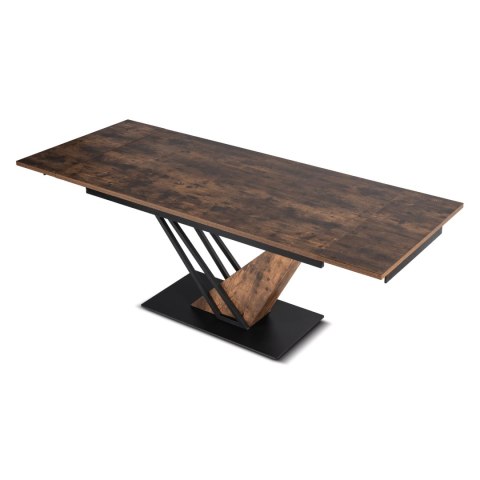 Stół REX Rozkładany 160-220 cm MDF Dąb Rustykalny/Czarny