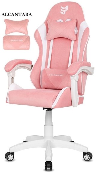 Fotel obrotowy gamingowy ENZO XL PINK + WHITE ALCANTARA ICE OUTLET