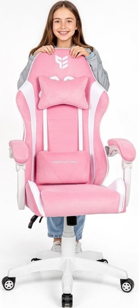 Fotel obrotowy gamingowy ENZO XL PINK + WHITE ALCANTARA ICE OUTLET