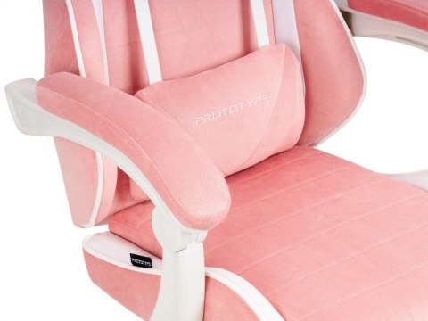 Fotel obrotowy gamingowy ENZO XL PINK + WHITE ALCANTARA ICE OUTLET