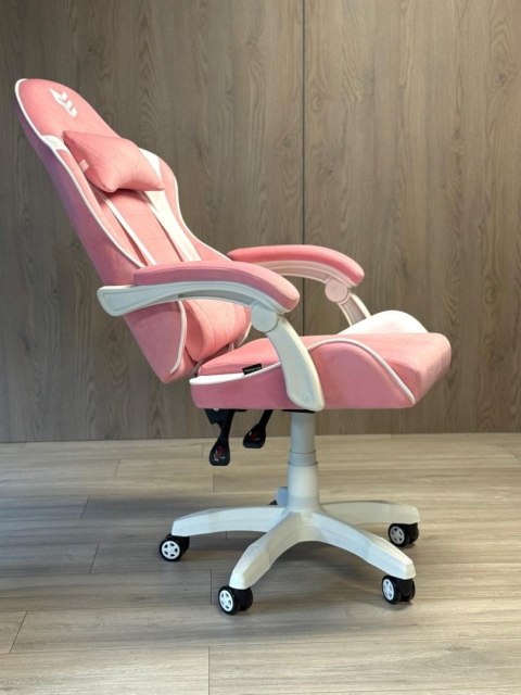 Fotel obrotowy gamingowy ENZO XL PINK + WHITE ALCANTARA ICE OUTLET