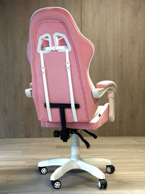 Fotel obrotowy gamingowy ENZO XL PINK + WHITE ALCANTARA ICE OUTLET