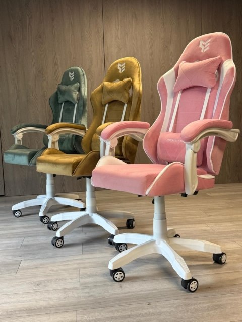 Fotel obrotowy gamingowy ENZO XL PINK + WHITE ALCANTARA ICE OUTLET