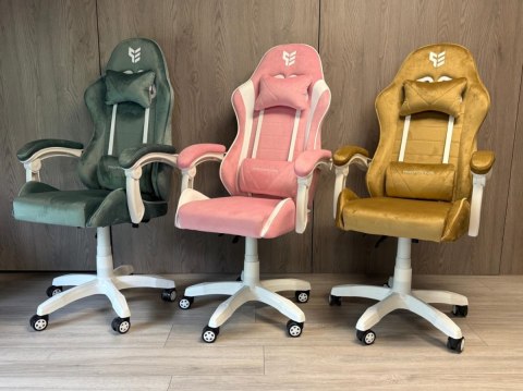 Fotel obrotowy gamingowy ENZO XL PINK + WHITE ALCANTARA ICE OUTLET