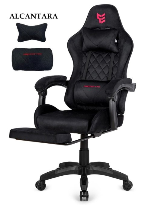 Fotel obrotowy gamingowy XL POKER PRO BLACK ALCANTARA II GATUNEK