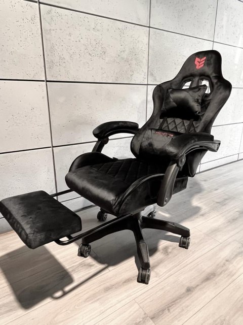 Fotel obrotowy gamingowy XL POKER PRO BLACK ALCANTARA II GATUNEK