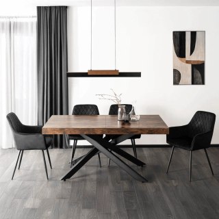 Zestaw Stół HAMPTON 160-240 cm Dąb Rustykalny/Czarny i 4 Krzesła BRESSO Czarne
