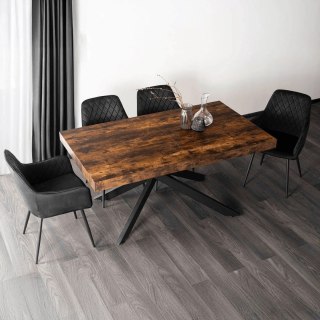 Zestaw Stół HAMPTON 160-240 cm Dąb Rustykalny/Czarny i 4 Krzesła BRESSO Czarne