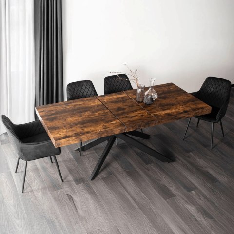 Zestaw Stół HAMPTON 160-240 cm Dąb Rustykalny/Czarny i 4 Krzesła BRESSO Czarne