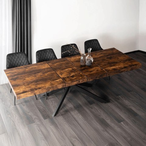 Zestaw Stół HAMPTON 160-240 cm Dąb Rustykalny/Czarny i 4 Krzesła BRESSO Czarne