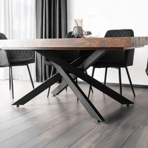 Zestaw Stół HAMPTON 160-240 cm Dąb Rustykalny/Czarny i 4 Krzesła BRESSO Czarne
