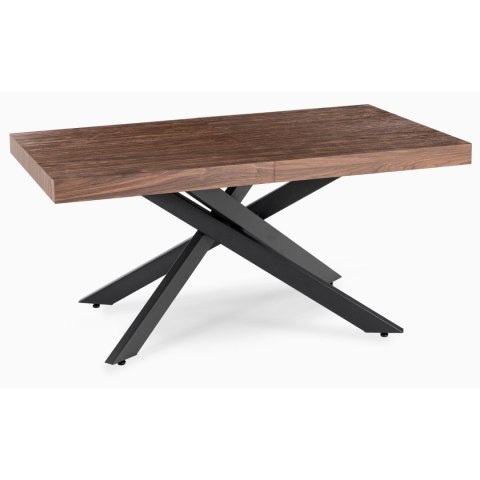 Zestaw Stół HAMPTON 160-240 cm Orzech/Czarny i 4 Krzesła AKITA Kremowe