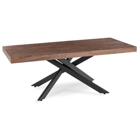 Zestaw Stół HAMPTON 160-240 cm Orzech/Czarny i 4 Krzesła AKITA Kremowe