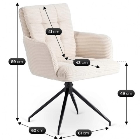 Zestaw Stół HAMPTON 160-240 cm Orzech/Czarny i 4 Krzesła AKITA Kremowe