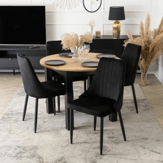 Zestaw Stół HARRY 102-142 cm Dąb Artisan/Czarny i 4 Krzesła BARI Czarne
