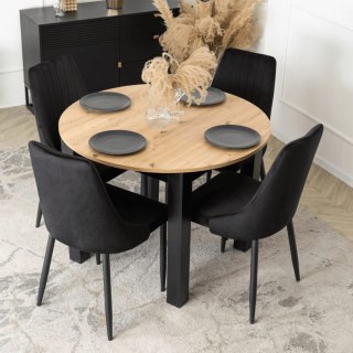 Zestaw Stół HARRY 102-142 cm Dąb Artisan/Czarny i 4 Krzesła BARI Czarne