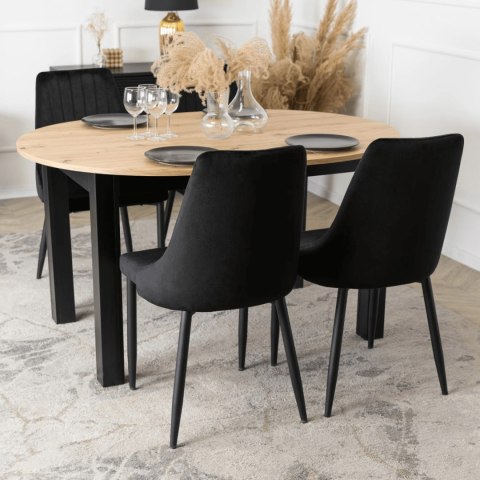 Zestaw Stół HARRY 102-142 cm Dąb Artisan/Czarny i 4 Krzesła BARI Czarne