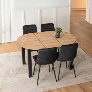 Zestaw Stół HARRY 102-142 cm Dąb Artisan/Czarny i 4 Krzesła PERU Czarne