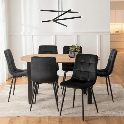 Zestaw Stół HARRY 102-142 cm Dąb Artisan/Czarny i 6 Krzeseł PERU Czarnych