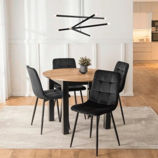 Zestaw Stół HARRY 102-142 cm Dąb Craft/Czarny i 4 Krzesła PERU Czarne